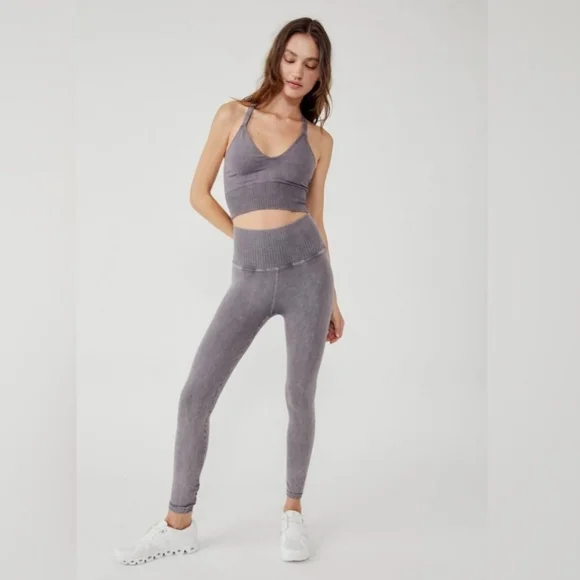 NWOT Free People Good Karma high rise leggings gray - Picture 5 of 10